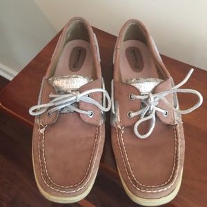 Sperry Top Sider Leopard Sequin Shoes Sz 9 GUC